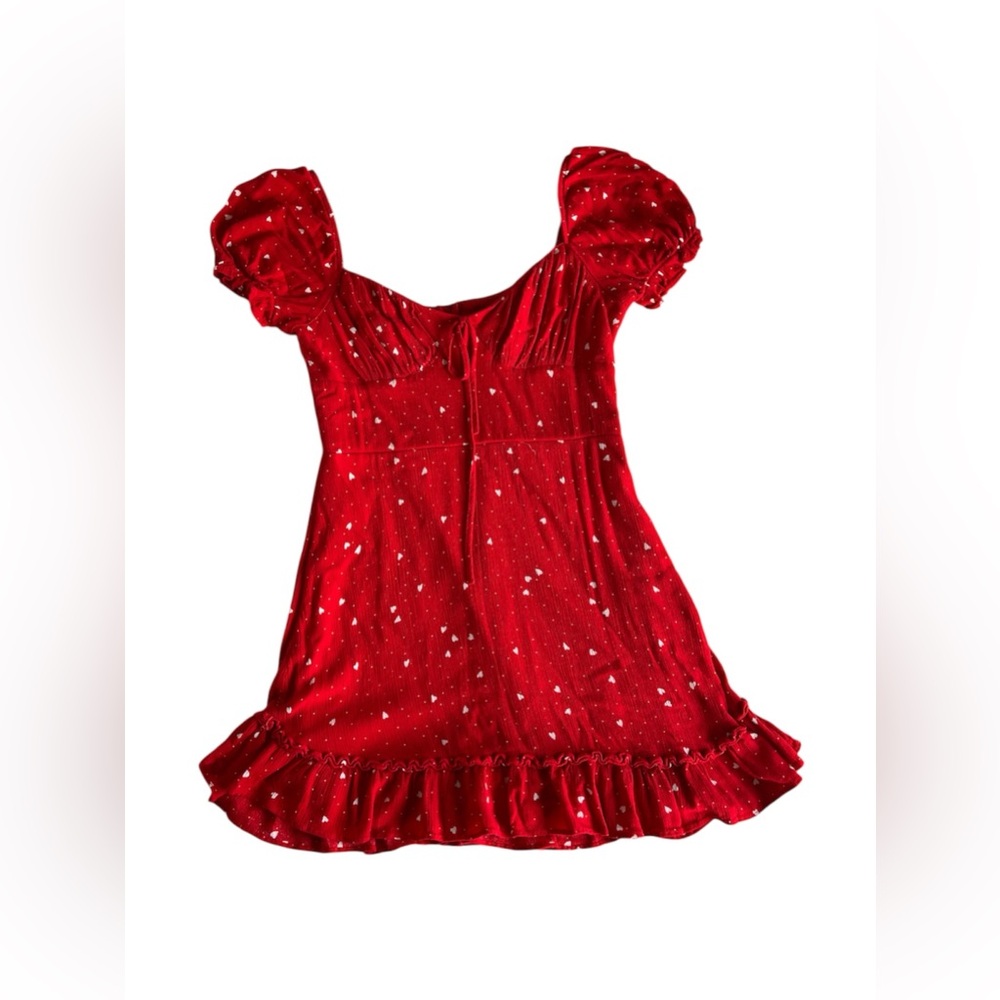 B-Smart Red Puff-Sleeve Ruffle Mini Dress - Picture 5 of 8